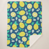 Summer Lemon Pattern in Navy Blue Sherpa Deken (Voorkant)