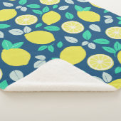 Summer Lemon Pattern in Navy Blue Sherpa Deken (3/4)