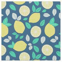 Summer Lemon Pattern in Navy Blue