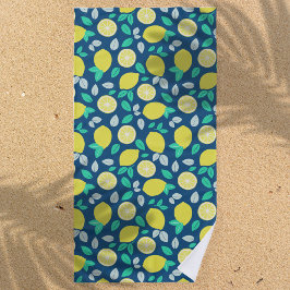 Summer Lemon Pattern in Navy Blue Strandlaken