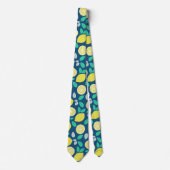Summer Lemon Pattern in Navy Blue Stropdas (Voorkant)