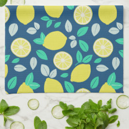 Summer Lemon Pattern in Navy Blue Theedoek