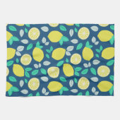 Summer Lemon Pattern in Navy Blue Theedoek (Horizontaal)