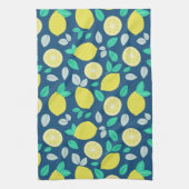 Summer Lemon Pattern in Navy Blue Theedoek (Verticaal)