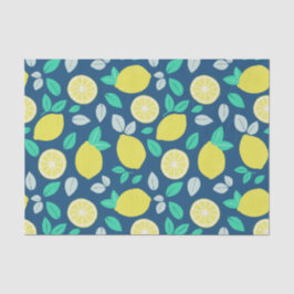 Summer Lemon Pattern in Navy Blue Tissuepapier