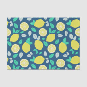 Summer Lemon Pattern in Navy Blue Tissuepapier