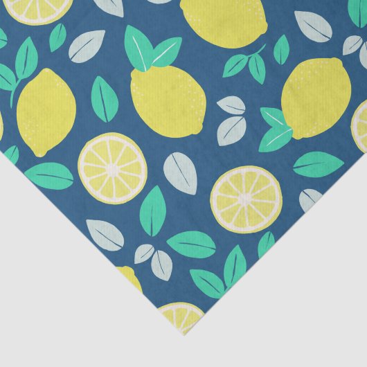 Summer Lemon Pattern in Navy Blue Tissuepapier (Detail)
