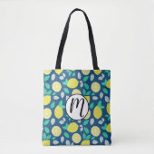 Summer Lemon Pattern in Navy Blue Tote Bag (Voorkant)