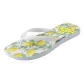 Summer Lemon Pattern Initiaal Yellow White Lemonad Teenslippers (Schuin)