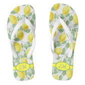 Summer Lemon Pattern Initiaal Yellow White Lemonad Teenslippers (Voetbed)