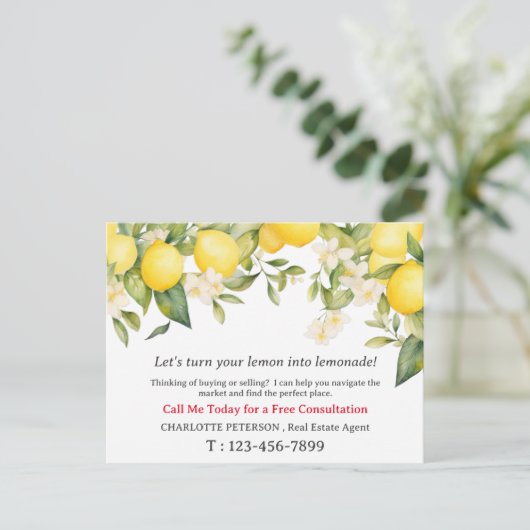 Summer Lemon Real Estate Briefkaart (Staand voorkant)