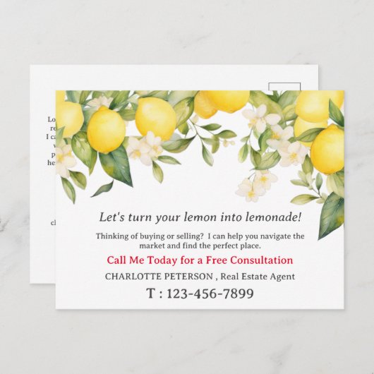 Summer Lemon Real Estate Briefkaart (Voorkant / Achterkant)