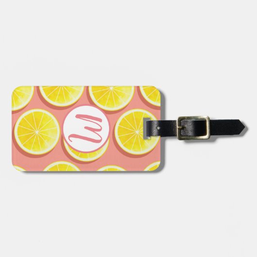 Summer Lemon Slices Pattern Bagagelabel (Voorkant horizontaal)