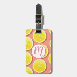 Summer Lemon Slices Pattern Bagagelabel