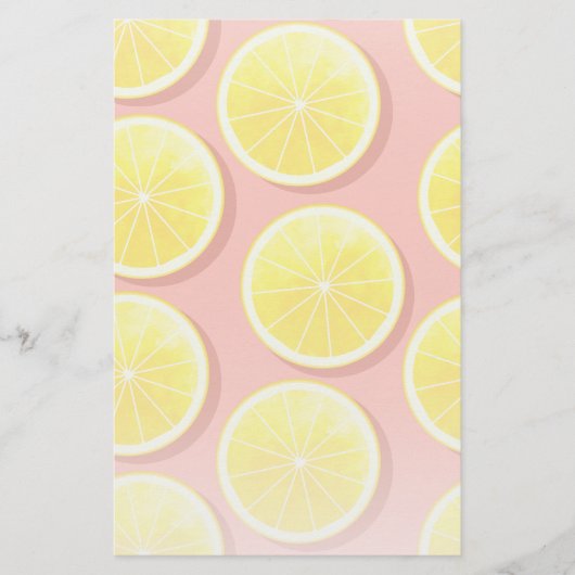 Summer Lemon Slices Pattern Briefpapier (Voorkant)
