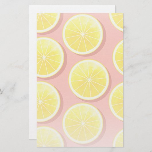 Summer Lemon Slices Pattern Briefpapier (Voorkant / Achterkant)
