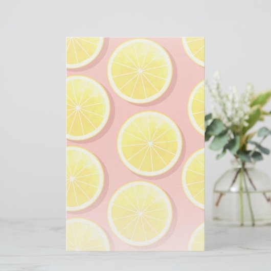 Summer Lemon Slices Pattern Briefpapier (Staand voorkant)