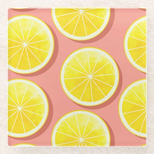 Summer Lemon Slices Pattern Glazen Onderzetter (Voorkant)