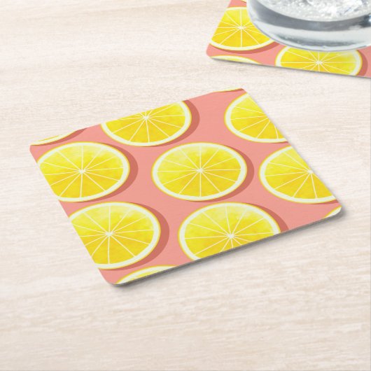 Summer Lemon Slices Pattern Kartonnen Onderzetters (Schuin)
