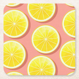 Summer Lemon Slices Pattern Kartonnen Onderzetters