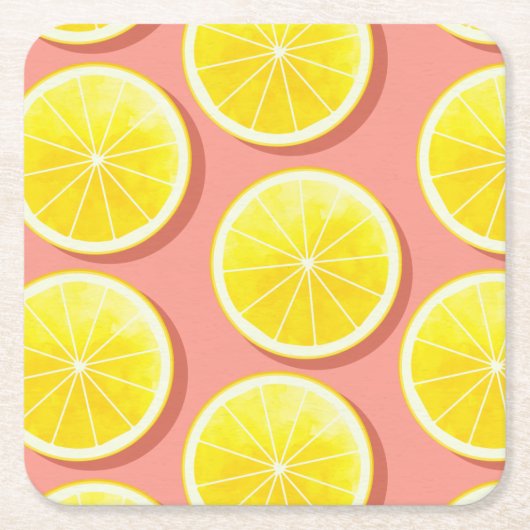 Summer Lemon Slices Pattern Kartonnen Onderzetters (Voorkant)