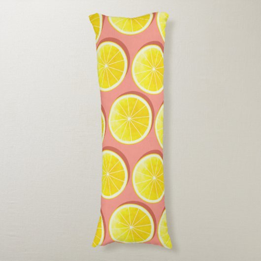 Summer Lemon Slices Pattern Lichaamskussen (Voorkant Verticaal)