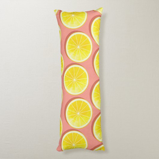 Summer Lemon Slices Pattern Lichaamskussen (Achterkant (Verticaal))