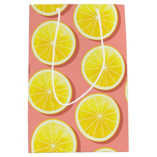 Summer Lemon Slices Pattern Medium Cadeauzakje (Voorkant)