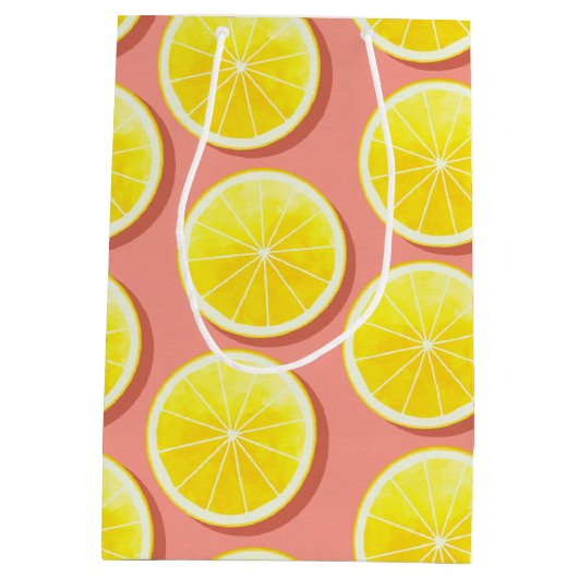 Summer Lemon Slices Pattern Medium Cadeauzakje (Achterkant)