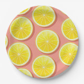 Summer Lemon Slices Pattern Papieren Bordje (Voorkant)