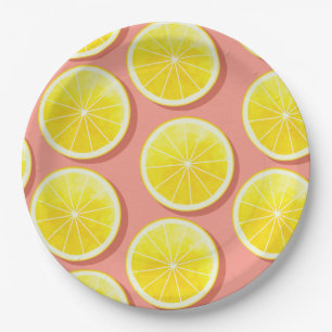 Summer Lemon Slices Pattern Papieren Bordje