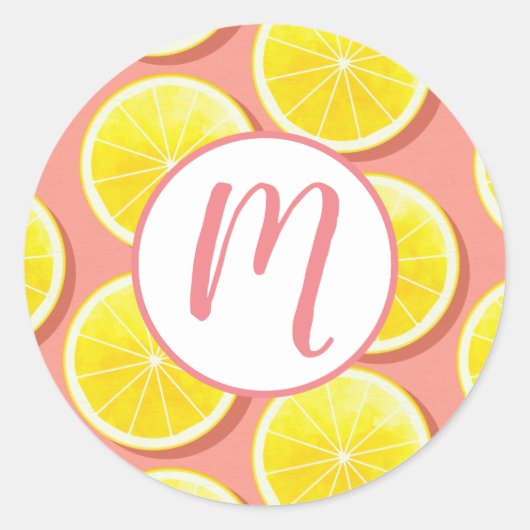 Summer Lemon Slices Pattern Ronde Sticker (Voorkant)