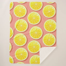 Summer Lemon Slices Pattern Sherpa Deken