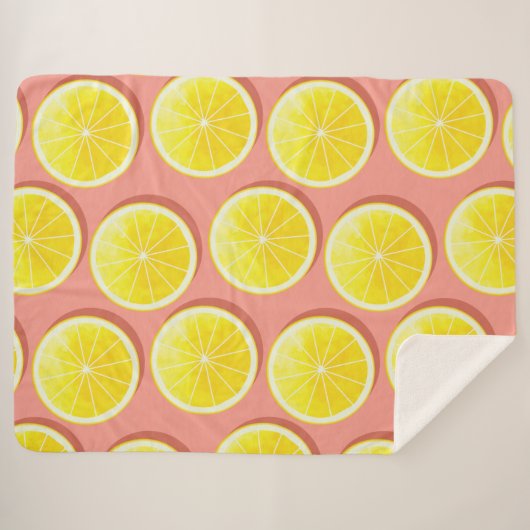 Summer Lemon Slices Pattern Sherpa Deken (Voorkant (horizontaal))