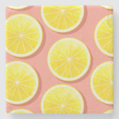 Summer Lemon Slices Pattern Stenen Onderzetter (Voorkant)
