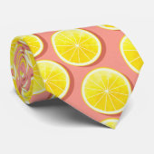 Summer Lemon Slices Pattern Stropdas (Opgerold)