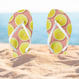 Summer Lemon Slices Pattern Teenslippers