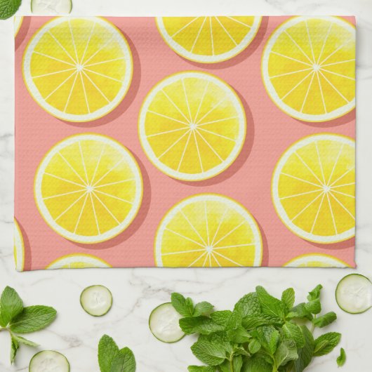 Summer Lemon Slices Pattern Theedoek (Gevouwen)