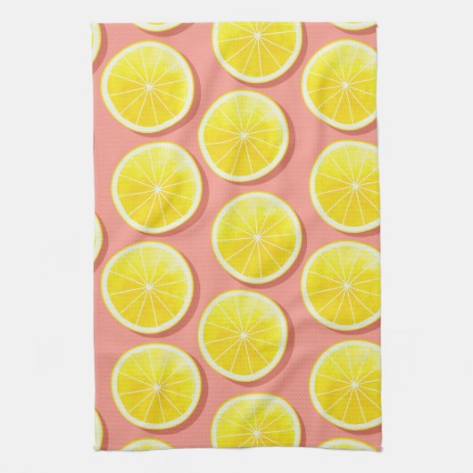 Summer Lemon Slices Pattern Theedoek (Verticaal)