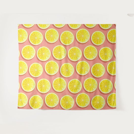 Summer Lemon Slices Pattern Wandkleed (Voorkant (horizontaal))