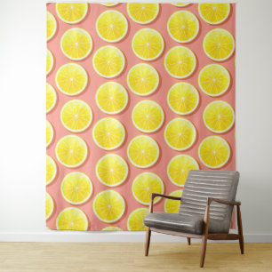 Summer Lemon Slices Pattern Wandkleed