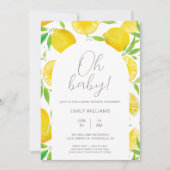 Summer Lemon Waterverf Baby shower Uitnodiging (Voorkant)