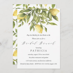Summer Lemons and Foliage Wedding Bridal Brunch Kaart