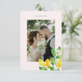 Summer Lemons and Foliage Wedding Photo Bedankkaart (Staand voorkant)