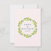 Summer Lemons and Foliage Wedding Photo Bedankkaart (Achterkant)