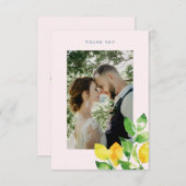 Summer Lemons and Foliage Wedding Photo Bedankkaart (Voorkant / Achterkant)
