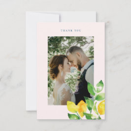 Summer Lemons and Foliage Wedding Photo Bedankkaart