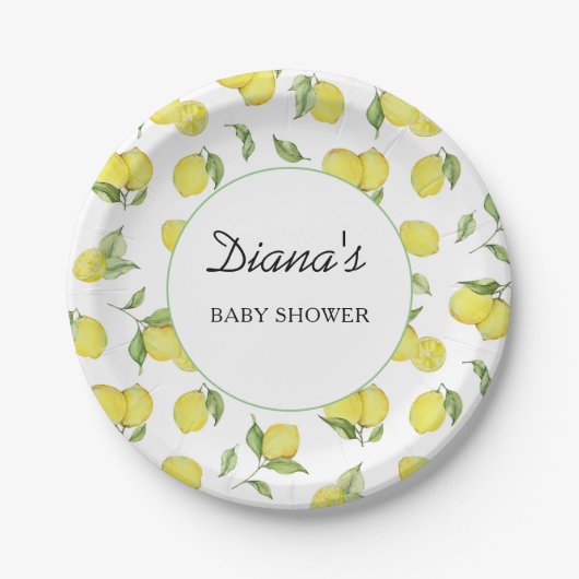 Summer Lemons Baby shower Papieren Bordje (Voorkant)