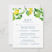 Summer Lemons en Foliage Multi Event Wedding RSVP Kaartje (Voorkant)
