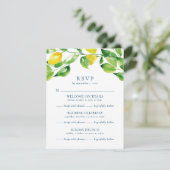 Summer Lemons en Foliage Multi Event Wedding RSVP Kaartje (Staand voorkant)